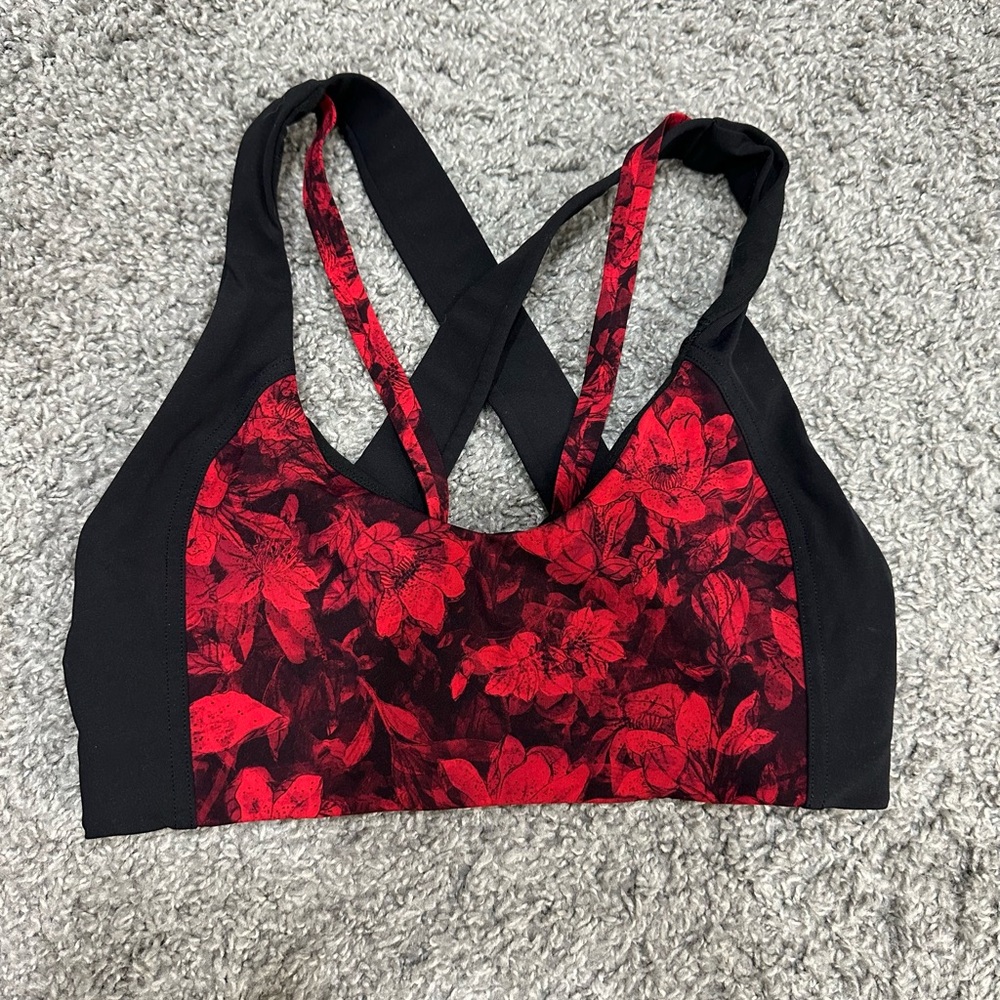 Lululemon Floral Red and Black Sports Bra